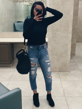 「Abercrombie&Fitch（アバークロンビーアンドフィッチ）のアイテム（スウェット）」を使った、chelseaさん（レディース・165cm）の秋コーディネート