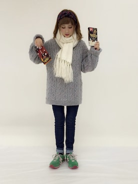 「American Apparel（アメリカンアパレル）のアイテム（デニムパンツ、ブルー系）」を使った、松本鈴香さん（レディース・153cm）の秋コーディネート