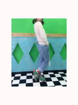 「NEW BALANCE（ニューバランス）のアイテム（スニーカー、グリーン系）」を使った、松本鈴香さん（レディース・153cm）の冬コーディネート