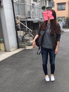 「ROSE BUD（ローズバッド）のアイテム（ナイロンジャケット）」を使った、®️さん（レディース・162cm）の春コーディネート