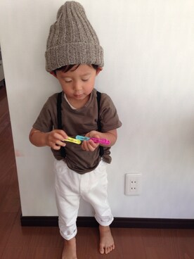 「OPAQUE（オペーク）のアイテム（帽子）」を使った、caaaanaさん（キッズ・90cm）の春コーディネート