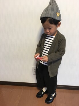 「COMME CA DU MODE（コムサデモード）のアイテム（スウェット）」を使った、caaaanaさん（キッズ・90cm）の秋コーディネート