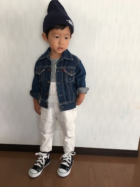 「ADPOSION（アドポーション）のアイテム（帽子）」を使った、caaaanaさん（キッズ・90cm）の秋コーディネート