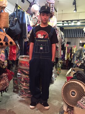 「アイテム（つなぎ/オールインワン）」を使った、Jiaxiangさん（メンズ・182cm）の秋コーディネート