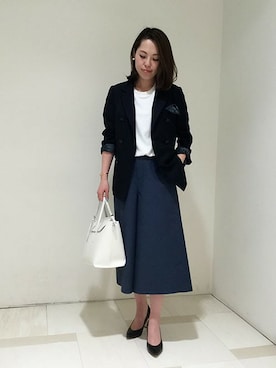「d'un a dix（アナディス）のアイテム（デニムパンツ）」を使った、enchainement/mignonさん（レディース・163cm）の冬コーディネート