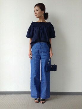「d'un a dix（アナディス）のアイテム（デニムパンツ）」を使った、enchainement/mignonさん（レディース・160cm）の春コーディネート