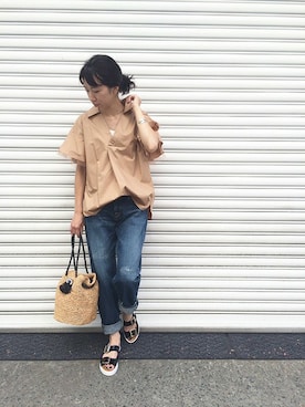 「luxluft（ルクスルフト）のアイテム」を使った、enchainement/mignonさん（レディース・160cm）の夏コーディネート