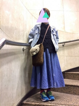 「動物モチーフ」｜「アイテム（デニムジャケット）」を使った、fujicoさん（レディース・155cm）の春コーディネート