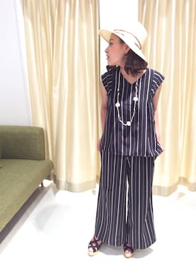 「Bou Jeloud（ブージュルード）のアイテム（オールインワン・サロペット）」を使った、boujeloud小郡店さん（レディース・156cm）の夏コーディネート