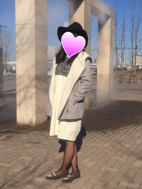 「GLOBAL WORK（グローバルワーク）のフェルトナカオレＨＡＴ/565115（ハット）」を使った、とみぃちゃんさん（レディース・158cm）の冬コーディネート