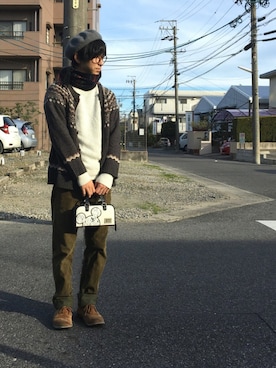 「Heritage stone（ヘリテイジストーン）のアイテム」を使った、山田和俊さん（メンズ・167cm）の冬コーディネート