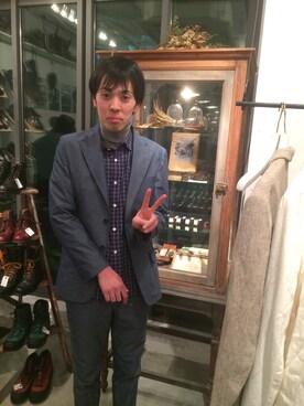 「RAINMAKER（レインメーカー）のアイテム（テーラードジャケット）」を使った、遠藤嘉雅さん（メンズ・177cm）の冬コーディネート