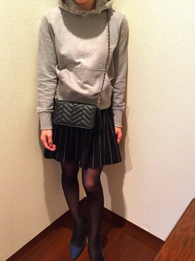 「ZARA（ザラ）のアイテム（ショルダーバッグ、ブラック系）」を使った、myongさん（レディース・154cm）の春コーディネート