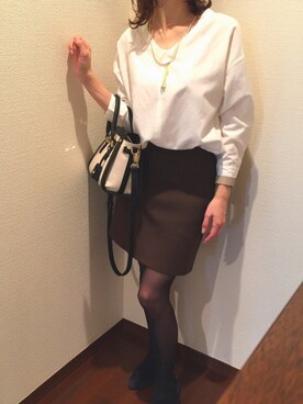 「ZARA（ザラ）のアイテム（スカート、グリーン系）」を使った、myongさん（レディース・154cm）の春コーディネート