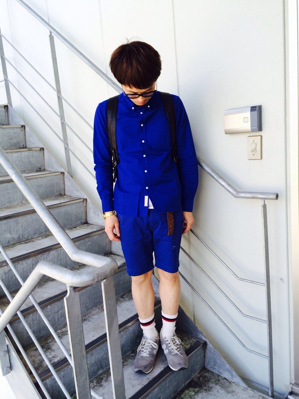 「BEAMS LIGHTS Men'sのBEAMS LIGHTS / ガーメントダイボタンダウンシャツ（シャツ/ブラウス、ブルー系）」を使った、Koichi Ono LABOONさん（メンズ・170cm）の春コーディネートの1枚目の写真