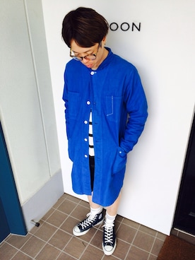 「べっ甲」｜「アイテム（その他アウター）」を使った、Koichi Ono LABOONさん（メンズ・170cm）の春コーディネート