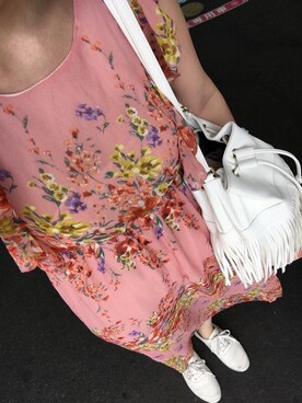 「no brand（ノーブランド）のアイテム（ワンピース、ピンク系）」を使った、saochi♡さん（レディース・160cm）の夏コーディネート