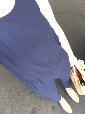 「しまむら（シマムラ）のアイテム（つなぎ/オールインワン、ブルー系）」を使った、saochi♡さん（レディース・160cm）の夏コーディネート