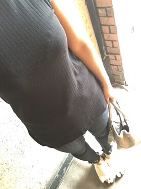 「UNIQLO（ユニクロ）のアイテム（タンクトップ、ブラック系）」を使った、saochi♡さん（レディース・160cm）の秋コーディネート