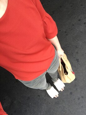 「神戸レタスのアイテム（Tシャツ/カットソー、ブラウン系）」を使った、saochi♡さん（レディース・160cm）の秋コーディネート
