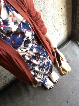「しまむら（シマムラ）のアイテム（カーディガン/ボレロ、ブラウン系）」を使った、saochi♡さん（レディース・160cm）の秋コーディネート