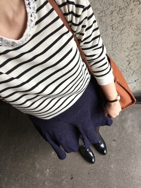 「しまむら（シマムラ）のアイテム（スウェット、ホワイト系）」を使った、saochi♡さん（レディース・160cm）の秋コーディネート