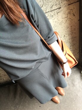 「UNIQLO（ユニクロ）のアイテム（Tシャツ/カットソー、グリーン系）」を使った、saochi♡さん（レディース・160cm）の秋コーディネート