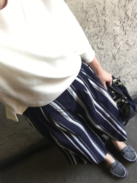 「UNIQLO（ユニクロ）のアイテム（Tシャツ/カットソー、ホワイト系）」を使った、saochi♡さん（レディース・160cm）の秋コーディネート