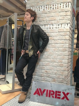 「AVIREX（アヴィレックス）のアイテム（ライダースジャケット）」を使った、SHOさん（メンズ・168cm）の秋コーディネート