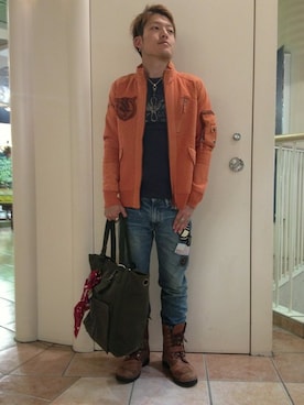 「AVIREX（アヴィレックス）のアイテム（ジャージ）」を使った、SHOさん（メンズ・168cm）の秋コーディネート