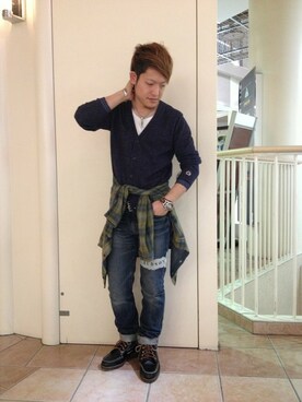 「TYPE BLUE（タイプブルー）のアイテム（デニムパンツ）」を使った、SHOさん（メンズ・168cm）の冬コーディネート