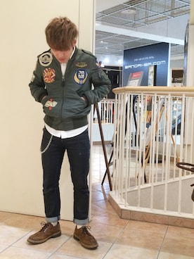 「ワッペン」｜「アイテム（ジャケット/アウター）」を使った、SHOさん（メンズ・168cm）の冬コーディネート