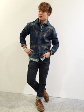 「TYPE BLUE（タイプブルー）のアイテム（デニムジャケット）」を使った、SHOさん（メンズ・168cm）の冬コーディネート