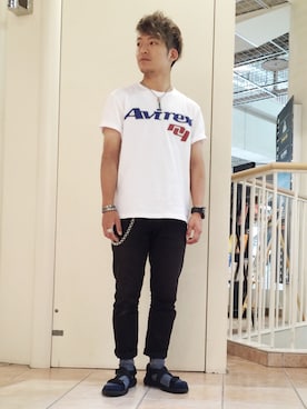 「AVIREX（アヴィレックス）のアイテム（サンダル）」を使った、SHOさん（メンズ・168cm）の夏コーディネート