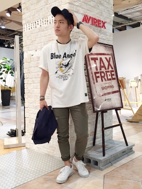 「AVIREX（アヴィレックス）のアイテム（キャップ）」を使った、SHOさん（メンズ・168cm）の春コーディネート