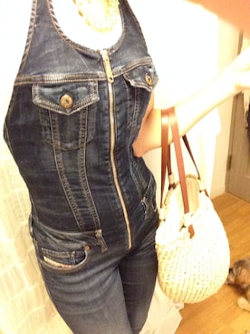 「DIESEL（ディーゼル）のアイテム（サロペット/オーバーオール）」を使った、fsmkjさん（レディース・163cm）の夏コーディネート