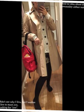 「ニットカーディガン」｜「アイテム（トレンチコート）」を使った、fsmkjさん（レディース・163cm）の秋コーディネート