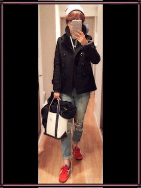 「united arrows」｜「アイテム（ピーコート）」を使った、fsmkjさん（レディース・163cm）の冬コーディネート