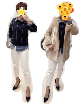 「ホワイトデニム」｜「アイテム（ムートンコート）」を使った、fsmkjさん（レディース・163cm）の冬コーディネート