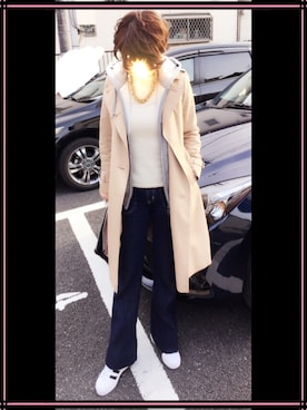 「EDWIN」｜「アイテム（トレンチコート）」を使った、fsmkjさん（レディース・163cm）の春コーディネート