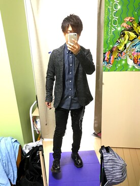 「SHELLAC（シェラック）のアイテム（テーラードジャケット）」を使った、大谷翔太さん（メンズ・160cm）の秋コーディネート