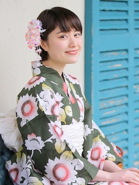 「ひまわり」｜「アイテム（浴衣）」を使った、utataneさん（レディース・168cm）の春コーディネート
