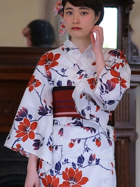「アイテム（浴衣）」を使った、utataneさん（レディース・167cm）の春コーディネート