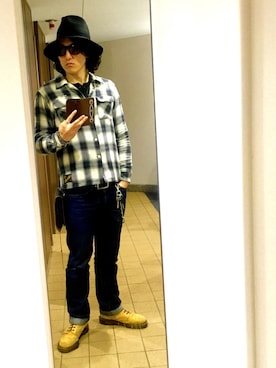 「C-PLUS HEAD WEAR（シープラスヘッドウェアー）のアイテム」を使った、金武慶洋さん（メンズ・175cm）の春コーディネート