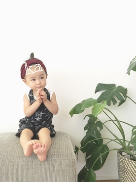 「ヨガ」｜「アイテム（オールインワン・サロペット）」を使った、kakaさん（キッズ・80cm）の夏コーディネート