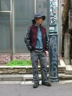 「ハットコーデ」｜katoさん（メンズ・165cm）の冬コーディネート