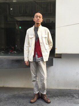 「Y's（ワイズ）のアイテム（ブーツ）」を使った、ShuHuai Changさん（メンズ・183cm）の冬コーディネート