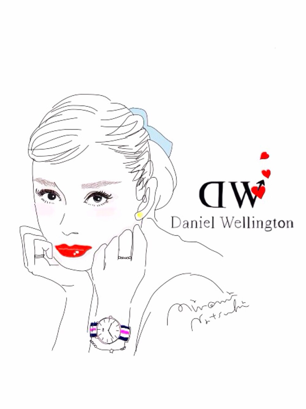 ピンク系のアナログ腕時計を着用したレディースの春コーディネートの1枚目の写真