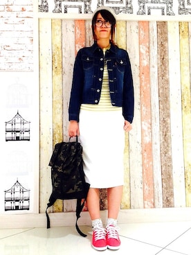 「ボーダーニット」｜「アイテム（レッグウェア）」を使った、NAITOさん（レディース・166cm）の冬コーディネート