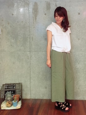 「スキッパーシャツ」｜NAITOさん（レディース・166cm）の夏コーディネート